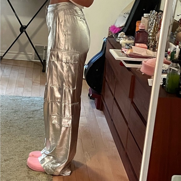 Metallic Silver Zara Pants - Picture 2 of 4